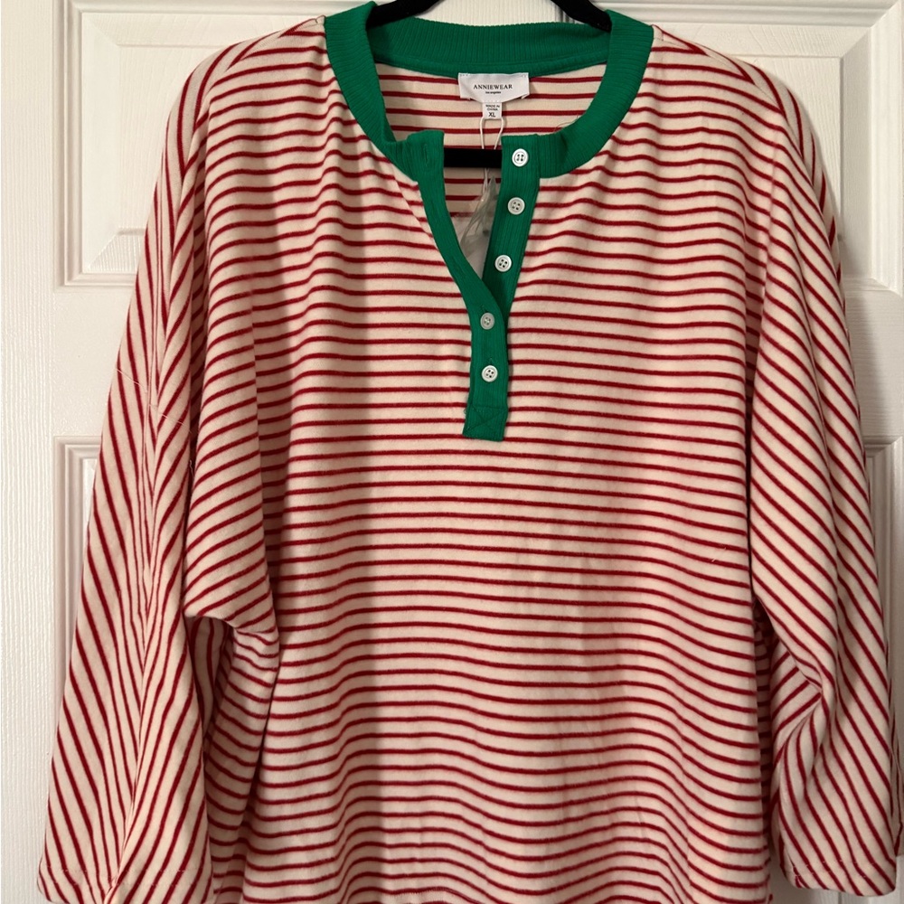 Striped Red and Cream Women's Top - Picture 2 of 7